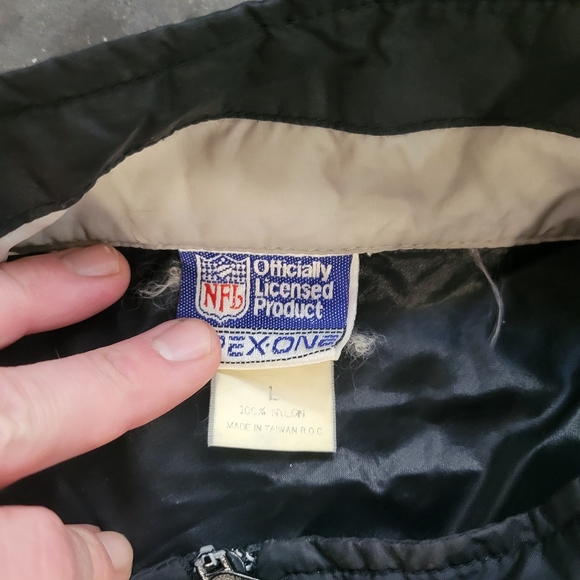 Raiders Jacket Mens Large Black Pullover Wind Breaker Apex One Vintage NFL - Picture 3 of 8